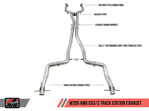 AWE Tuning Mercedes-Benz W205 AMG C63/S Coupe Track Edition Exhaust System (no tips) - 3020-31020 While Supplies Last