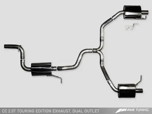 AWE Tuning VW CC Touring Edition Exhaust Dual Outlet - Diamond Black Tips - 3010-33022 Today Only