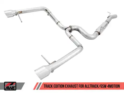 Markdown AWE Tuning VW MK7 Golf Alltrack/Sportwagen 4Motion Track Edition Exhaust - Polished Silver Tips - 3020-32044