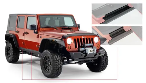 Top Rated Bushwacker 07-18 Jeep Wrangler Unlimited Trail Armor Rocker Panel and Sill Plate Cover - Black