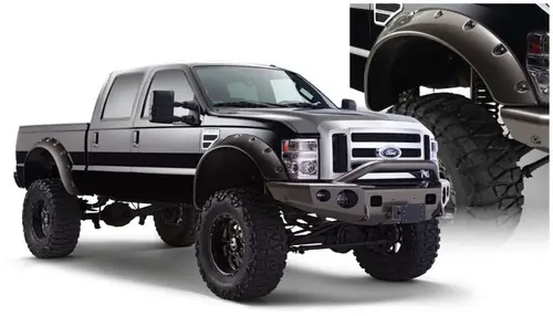 Handmade Bushwacker 08-10 Ford F-250 Super Duty Cutout Style Flares 2pc - Black