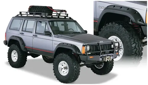 Wholesale Bushwacker 84-01 Jeep Cherokee Cutout Style Flares 4pc Fits 4-Door Sport Utility Only - Black