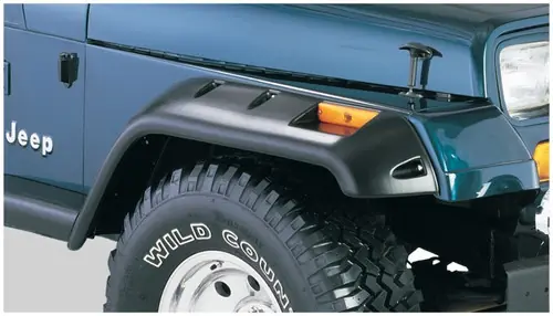 Bushwacker 87-95 Jeep Wrangler Cutout Style Flares 2pc Cutting Optional Not Renegade - Black Fast Shipping