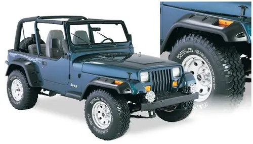 Modern Bushwacker 87-95 Jeep Wrangler Cutout Style Flares 4pc Cutting Optional Not Renegade - Black