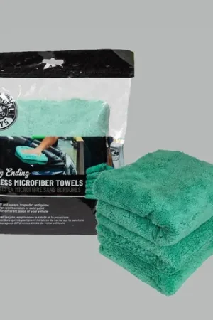 Chemical Guys Ultra Edgeless Microfiber Towel - 16in x 16in - Green - 3 Pack - Case of 16 Trusted Brand