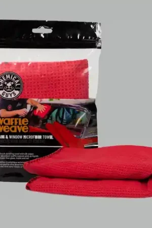 Cheap Chemical Guys Waffle Weave Glass & Window Microfiber Towel - 24in x 16in - Red - Case of 48