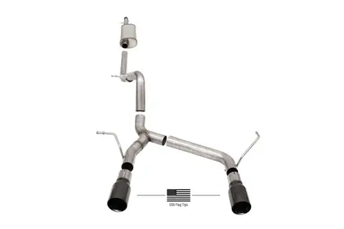 Corsa 07-18 Jeep Wrangler JKU 3.6L/3.8L 2.75in Sport Cat-Back Exhaust w/ 4in American FlagBlacTips Bulk Order