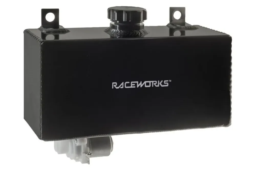 Direct From Factory Raceworks Black Aluminium Horizontal Washer Bottle With Pump - Black
