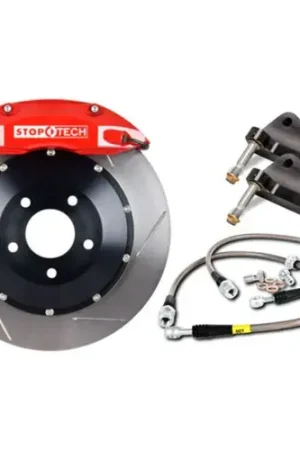 Limited Edition StopTech StopTech BBK 93-95 Mazda RX-7 Front 4 Piston 332x32 Red Calipers Slotted Rotors