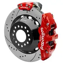 Free Shipping Wilwood Wilwood AERO4 Big Brake Rear Electronic Parking Brake Kit - Red - Powder Coat Caliper - D/S Rotor