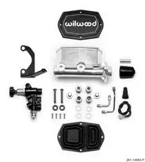Deal Wilwood Wilwood Compact Tandem M/C - 1in Bore - w/Bracket and Valve (Pushrod) - Black